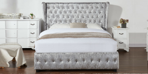 Diamond King Size Bed - Silver