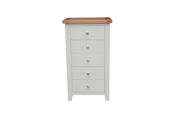 HAMPSHIRE 5 DRAW TALL CHEST - GREY/OAK